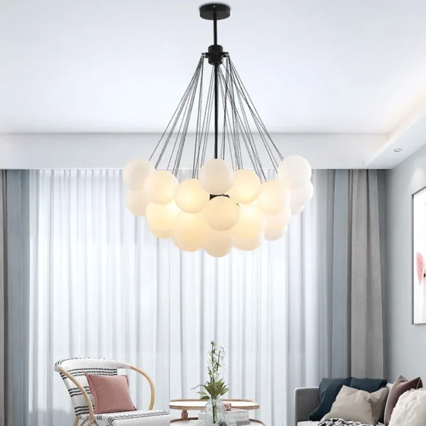 Opal white glass chandelier